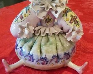 LOT C10- $110-  ITALIAN CLOWN MADE FOR GUMPS 7 X 5 1/2 W ( CLOWN WITH CROWN SITTING)