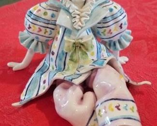 LOT C13- $30-  ITALIAN CLOWN MADE FOR GUMPS " AS IS" BROKEN BOW ( BOY SITTING DOWN)