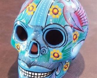 LOT D10- $20- DIA DE LOS MUERTOS CERAMIC SKUL , 5 1/2 X 7 W