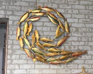 great metal mid century fish wall hanging .