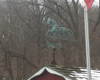 great old weathervane , open mouth , running horse antique. 