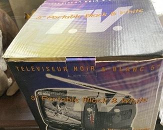 black and white tv,  vintage in box 