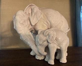 great porcelain elephants, large sculpture