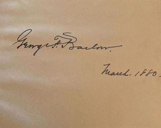George Barlow signature 1880 inside book that he also handwrote a few pages . famouse author .