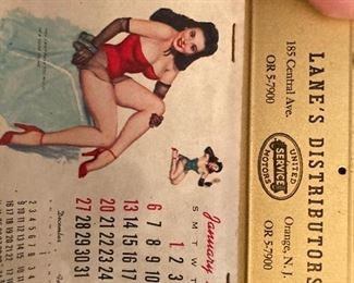 Vintage pin up calendar from the 50’s with pin-up girls 