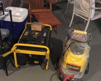 Lounger, cooler, generator, paint sprayer