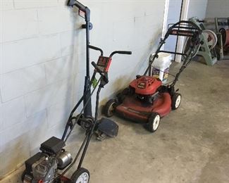 Yard Edger, weed eater, Toro Push Mower.