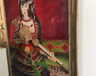 Vintage Persian Folk Art Painting.