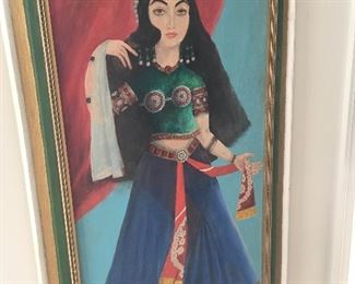 Vintage Persian Folk Art Painting.