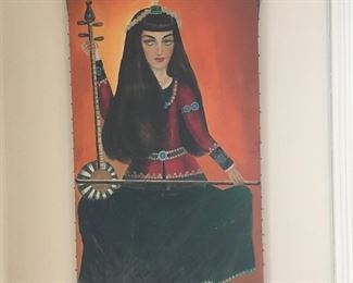 Vintage Persian Folk Art Painting.
