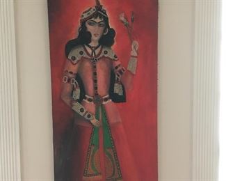 Vintage Persian Folk Art Painting.