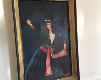 Vintage Persian Folk Art Painting.