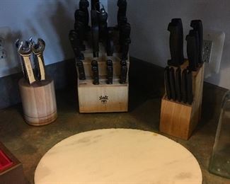 Marble Cutting Board. Knife Sets.