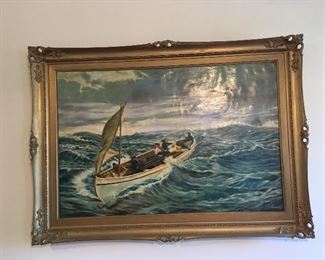 Beautiful Large Vintage Boat Painting