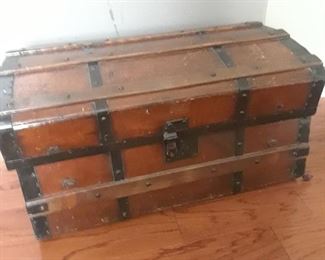 Antique chest, wood with metal strapping