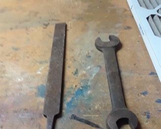 Antique tools--file and wrench