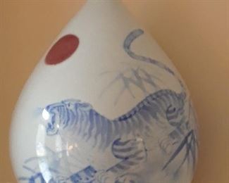 Asian vase with tiger motif