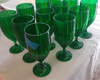 Green crystal glasses