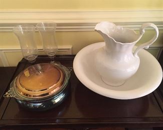 Pitcher and Bowl Set/Candle Holders