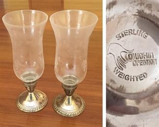 Sterling Weighted and Glass Candle Holders