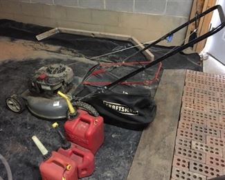Craftsman Push Mower & Gas Cans