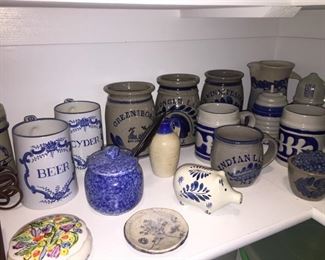 Assorted Cobalt Decorated Pottery