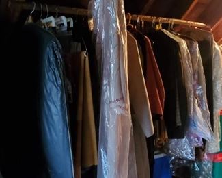 Closets and racks full of clothes. Many sizes. Many designers, lots of cashmere, Leather, silk...