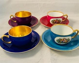 $60 - Set of four Rosenthal demitasse teacups (as is, teal has a hairline crack)