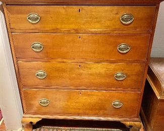 $850 - Antique Chippendale style cherry chest of drawers, circa 1780  - 43.5" H x 37.5" W x 18.5" D 