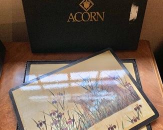 $20 - Boxed set of four Acorn panel placemats; 15.5" x 11.5"