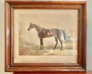 $250 - Vintage framed print of a horse, 'Achievement'; 29.5" W x 24" H 