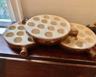 $25 each - Ceramic escargot dishes, made in France; 7" diameter - only 1 remaining