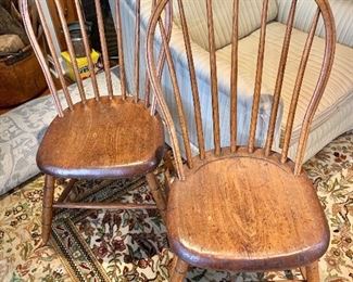 $250 - Pair of windsor style chairs; 36" H x 16" W x 17" D, seat height is 15"