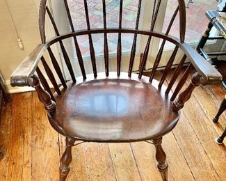 $75 - Windsor rocking chair (as is, rope seems to be reinforcing stretcher); 34" H x 25" W x 22.5" D, seat height is 18" 