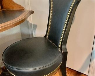 Leather and nail head desk chair; 36" H x 18" W x 21" D, seat height is 18"