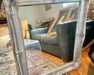 $150 - Wall mirror with matte silver finish frame; 30.5" W x 38" H