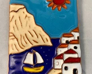 $12 - Italian sailboat glazed souvenir tile; 6" x 4"