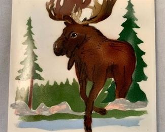 $12 - Moose tile trivet; 6" x 6"