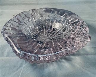 $30 - Heavy molded, vintage glass ashtray; 7.5" diameter