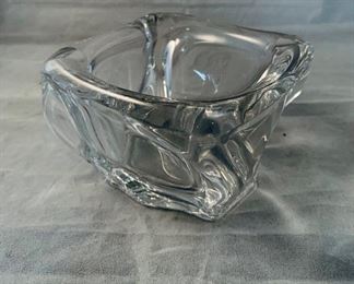 $20 - Vintage, square crystal ashtray/trinket dish; 4.25" W x 3" H