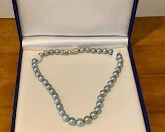 $225 - 20% OFF - Single stand graduated gray cultured pearl necklace; approx 15”