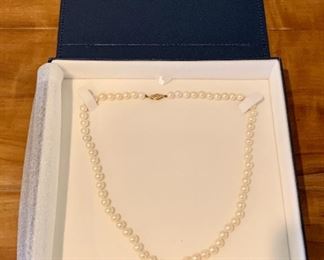 $150 - 20% OFF -  Single strand cultured pearl necklace with 14K white gold clasp; 17”