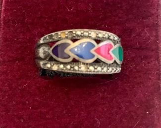 $10; Sterling silver enameled ring; as is; approx size 7