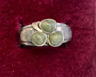 $30 - Sterling silver ring with three stones; stamped IRELAND and 925; approx size 7