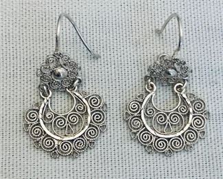 $15; Silver filigree earrings;  approx 1" drop