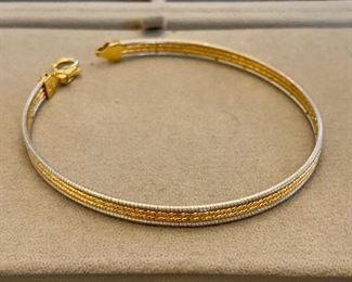 $575 - 20% OFF - 22KT white and yellow gold bracelet;  approx 8"; stamped 916 ITALY CE