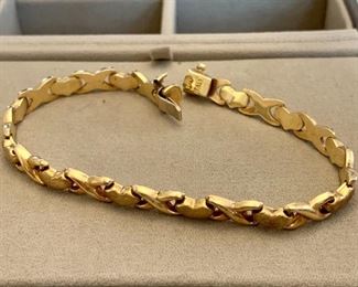 $300 -20% OFF -  10K yellow gold heart and cross bracelet with safety clasp; marked 10K ITALY INNY; approx 8.25"
