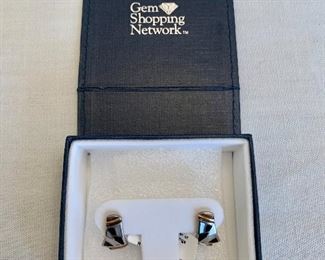$120 - 20% OFF - 18 K and Sterling silver, black agate and mother of pearl earrings; NWT