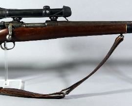 US Springfield Armory M1A1 30-06 Bolt Action Rifle SN# 1175557, With Hawthorne Scope And Leather Sling