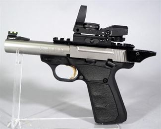 Browning Buck Mark .22 LR Pistol SN# BRU2062077N515, With Volquarisen Ejector, Tandem Cross Halo Charging Ring, See Descrip For More, In Soft Case